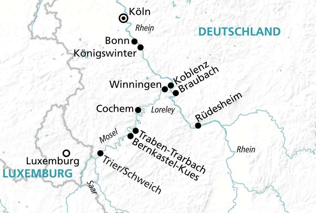 flusskreuzfahrt mosel routenkarte