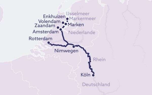 flusskreuzfahrt holland routenkarte