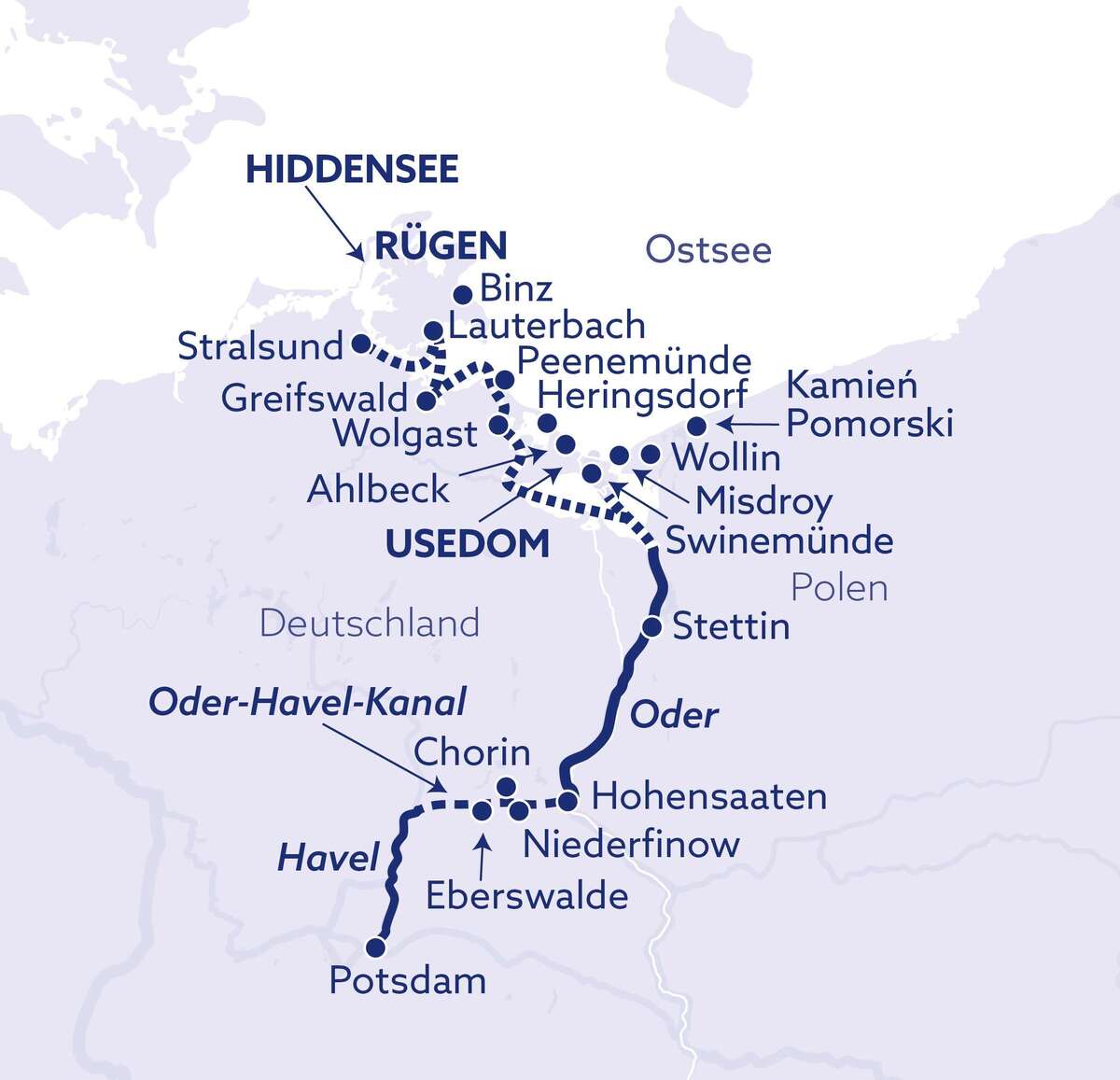 routenkarte potsdam stralsund