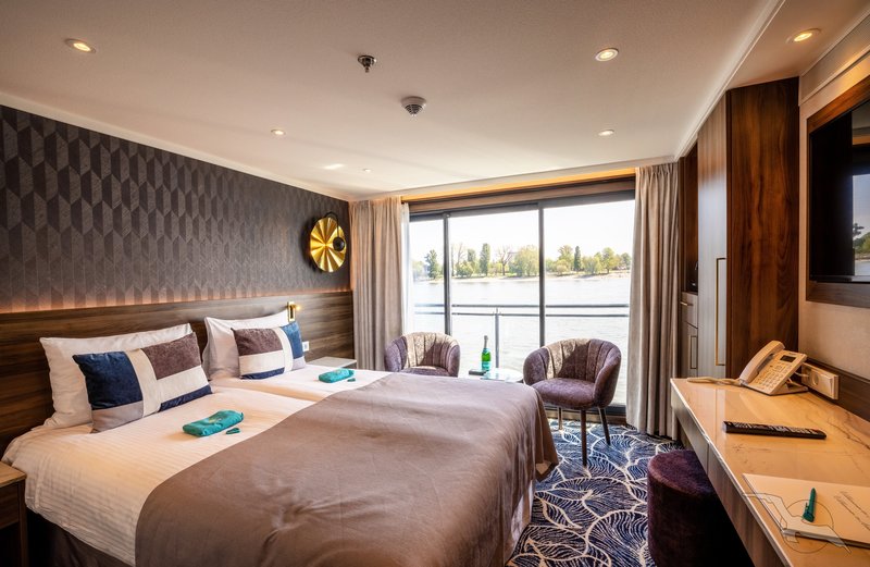 Flusskreuzfahrtschiff Donaudelta 2-Bett Kabine mit franz. Balkon