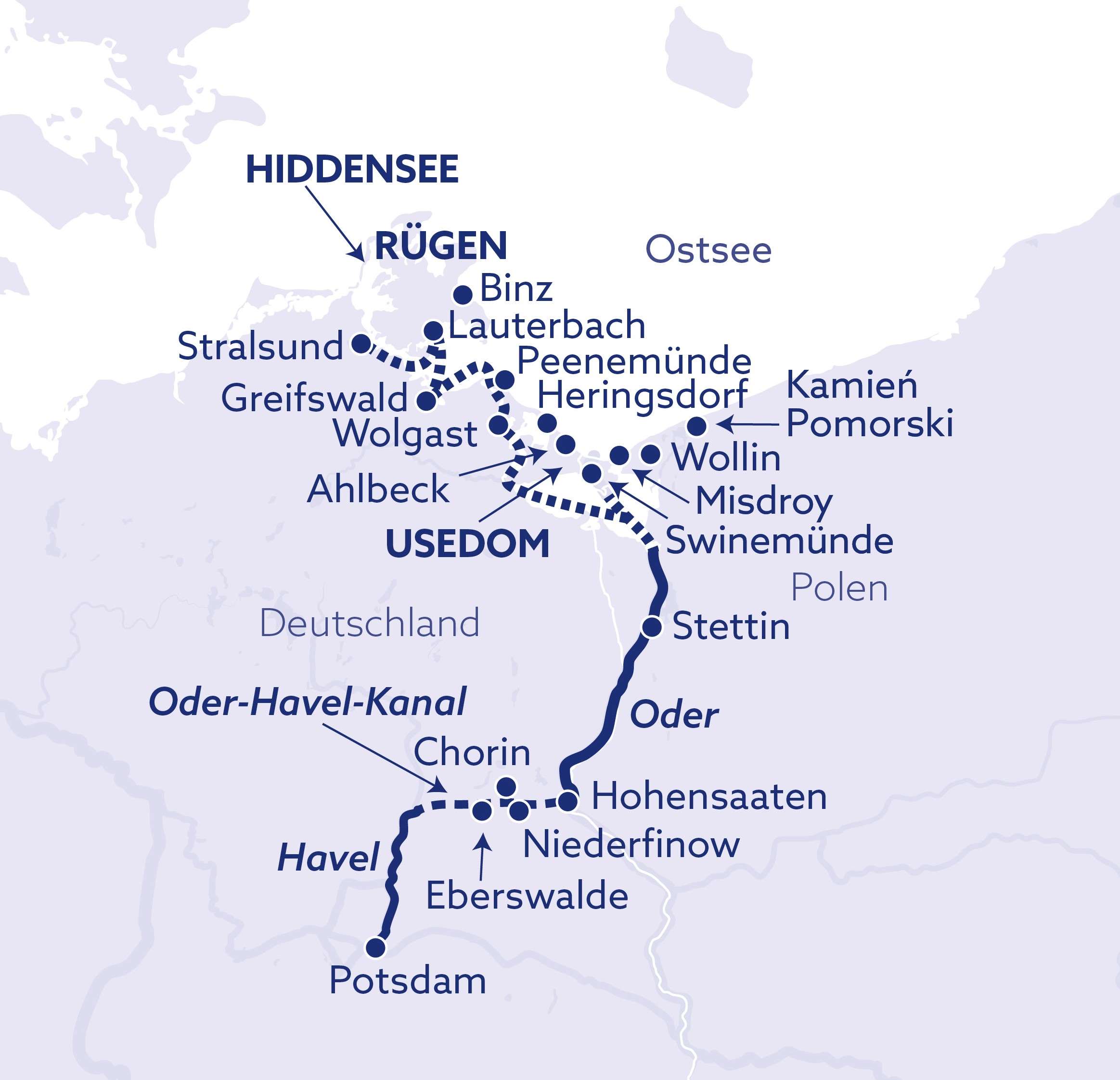 routenkarte potsdam stralsund