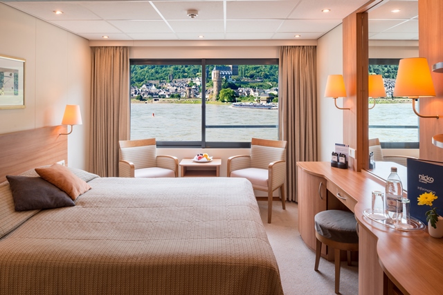 Flusskreuzfahrt Tulpenblüte Holland - Kabine mit Panoramafenster
