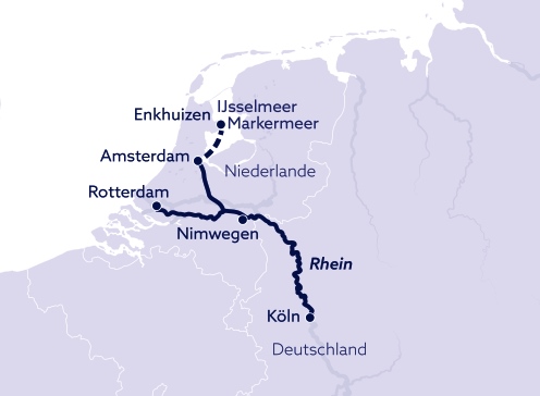 Routenkarte Holland Tulpenblüte